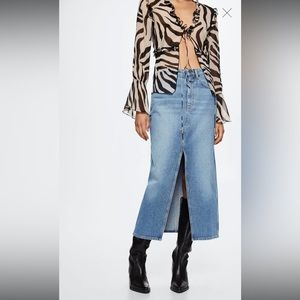 Mango Denim midi skirt